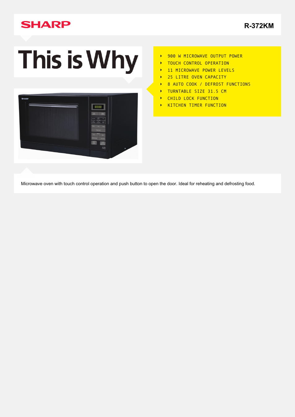 Sharp R-372KM User Manual | 2 pages