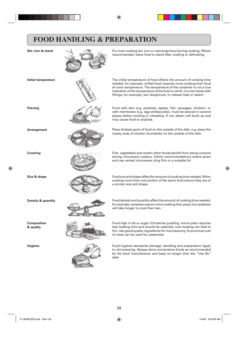 Food handling & preparation | Sharp R-1900M User Manual | Page 27 / 42