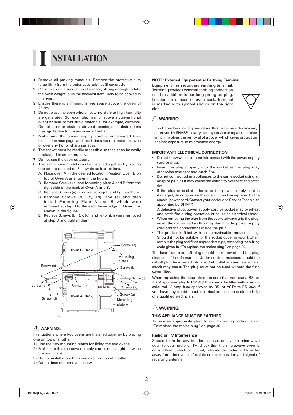 Nstallation | Sharp R-1900M User Manual | Page 4 / 42