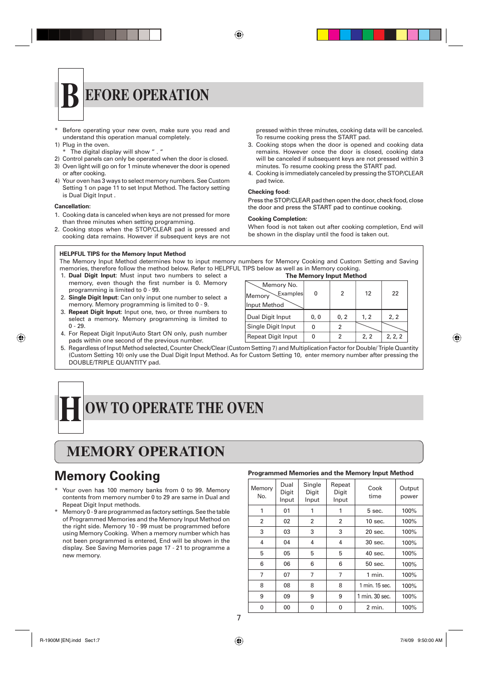 Efore operation, Ow to operate the oven | Sharp R-1900M User Manual | Page 8 / 42