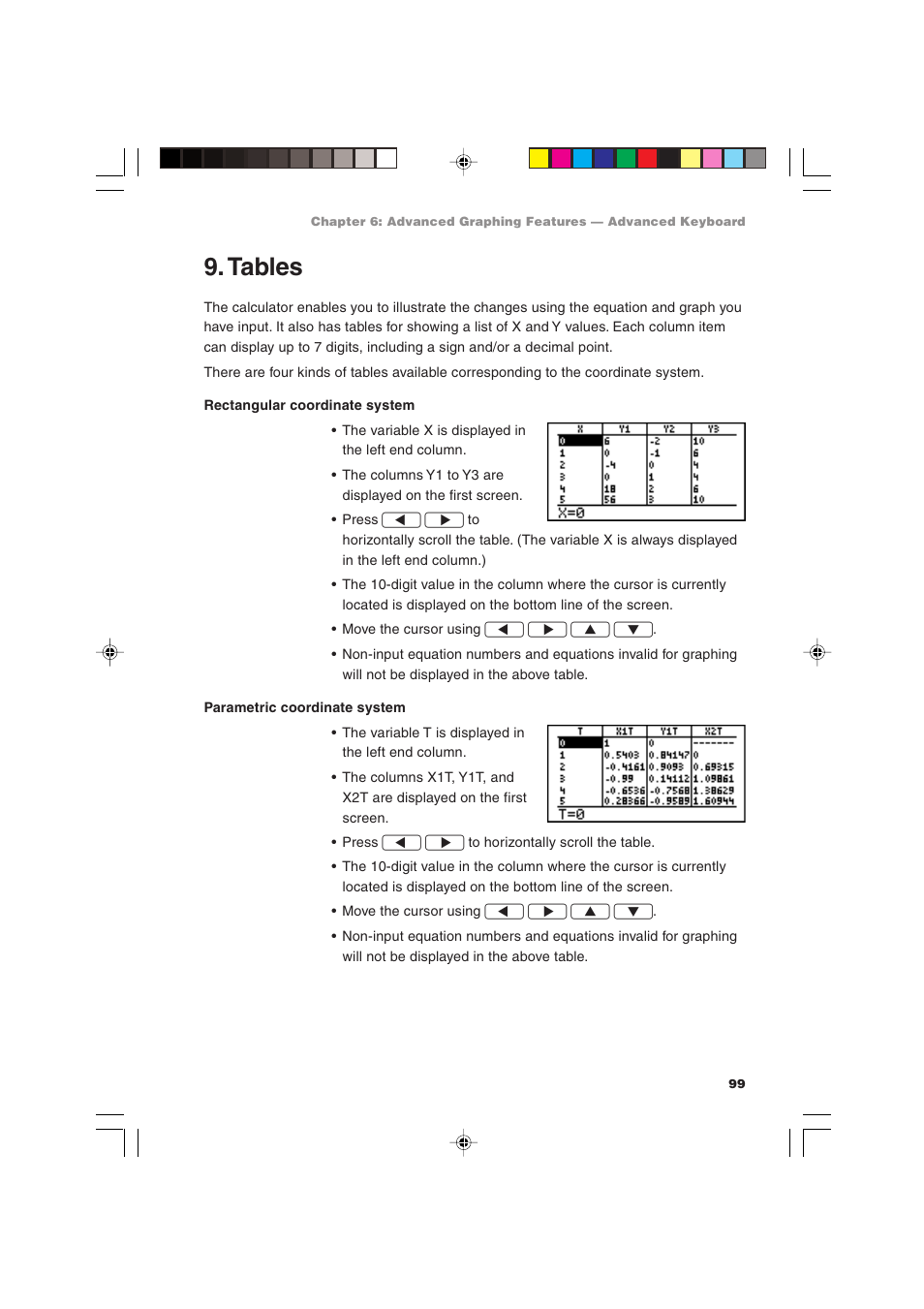 Tables | Sharp EL-9900 User Manual | Page 109 / 284