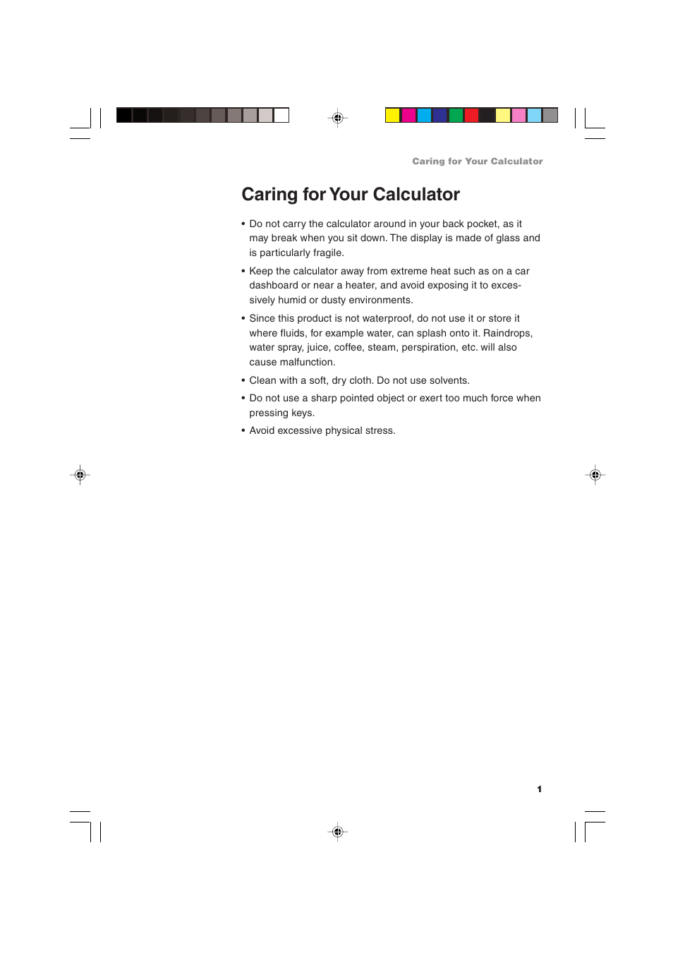 Caring for your calculator | Sharp EL-9900 User Manual | Page 11 / 284