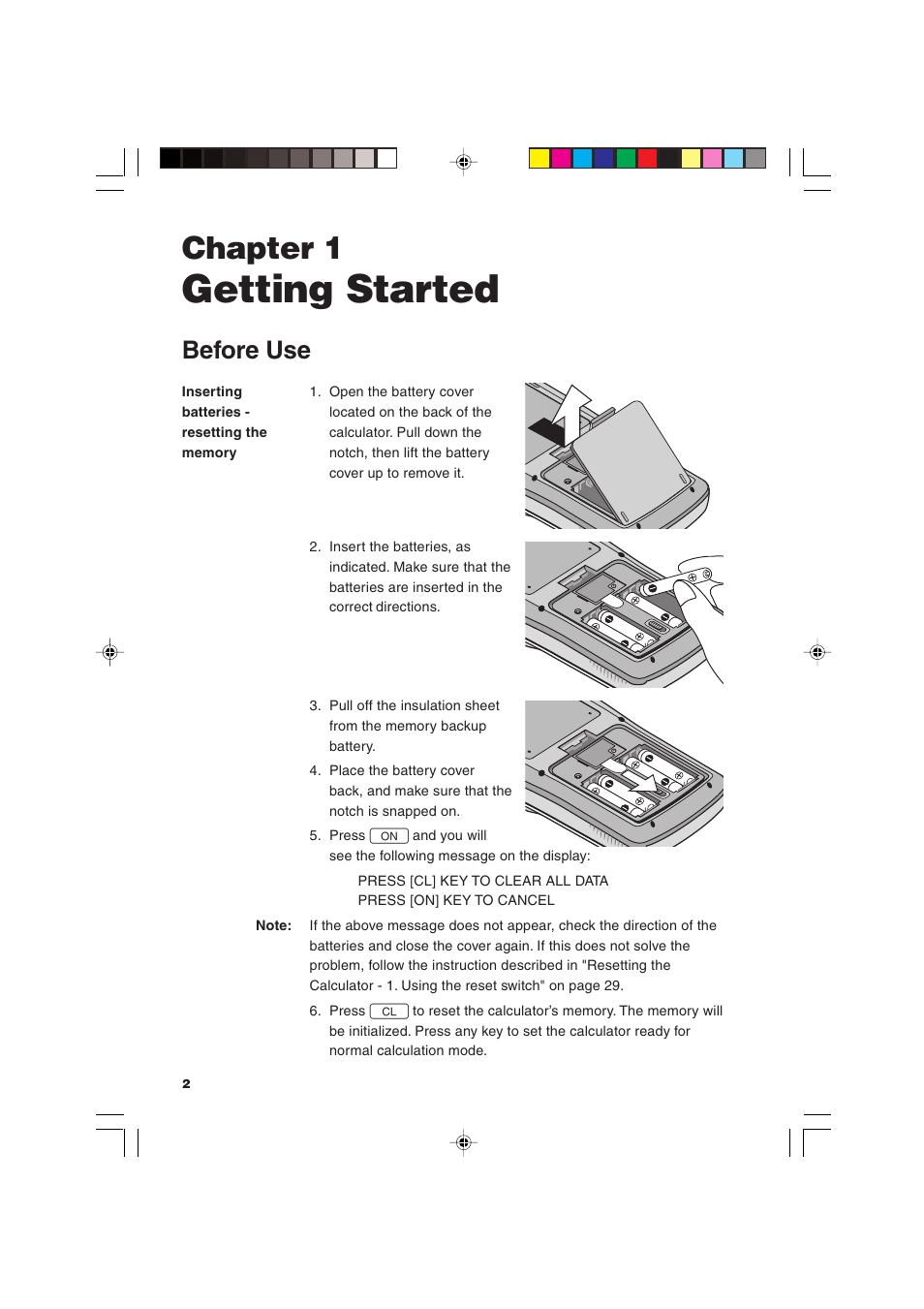 Getting started, Chapter 1, Before use | Sharp EL-9900 User Manual | Page 12 / 284