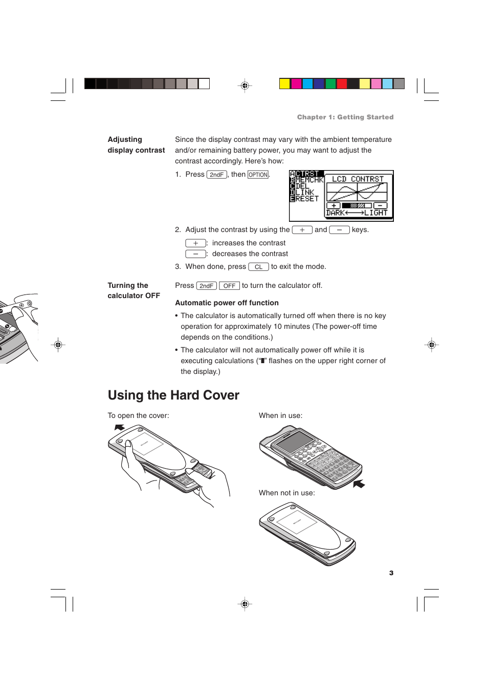 Using the hard cover | Sharp EL-9900 User Manual | Page 13 / 284