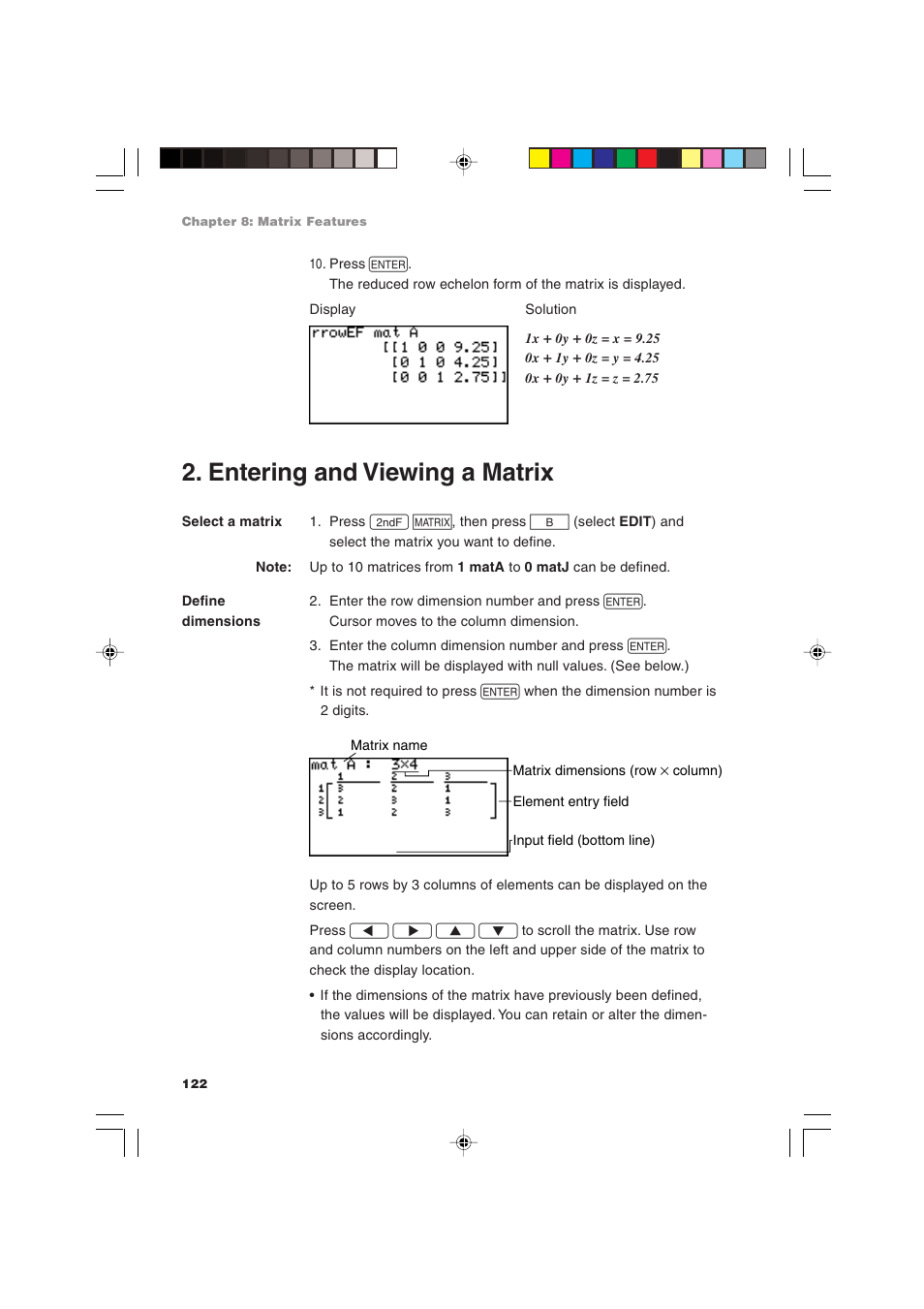 Entering and viewing a matrix | Sharp EL-9900 User Manual | Page 132 / 284