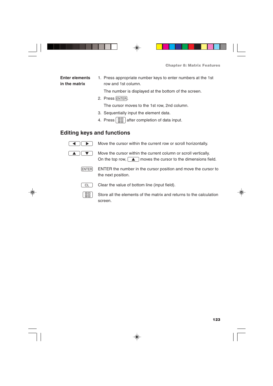 Editing keys and functions | Sharp EL-9900 User Manual | Page 133 / 284