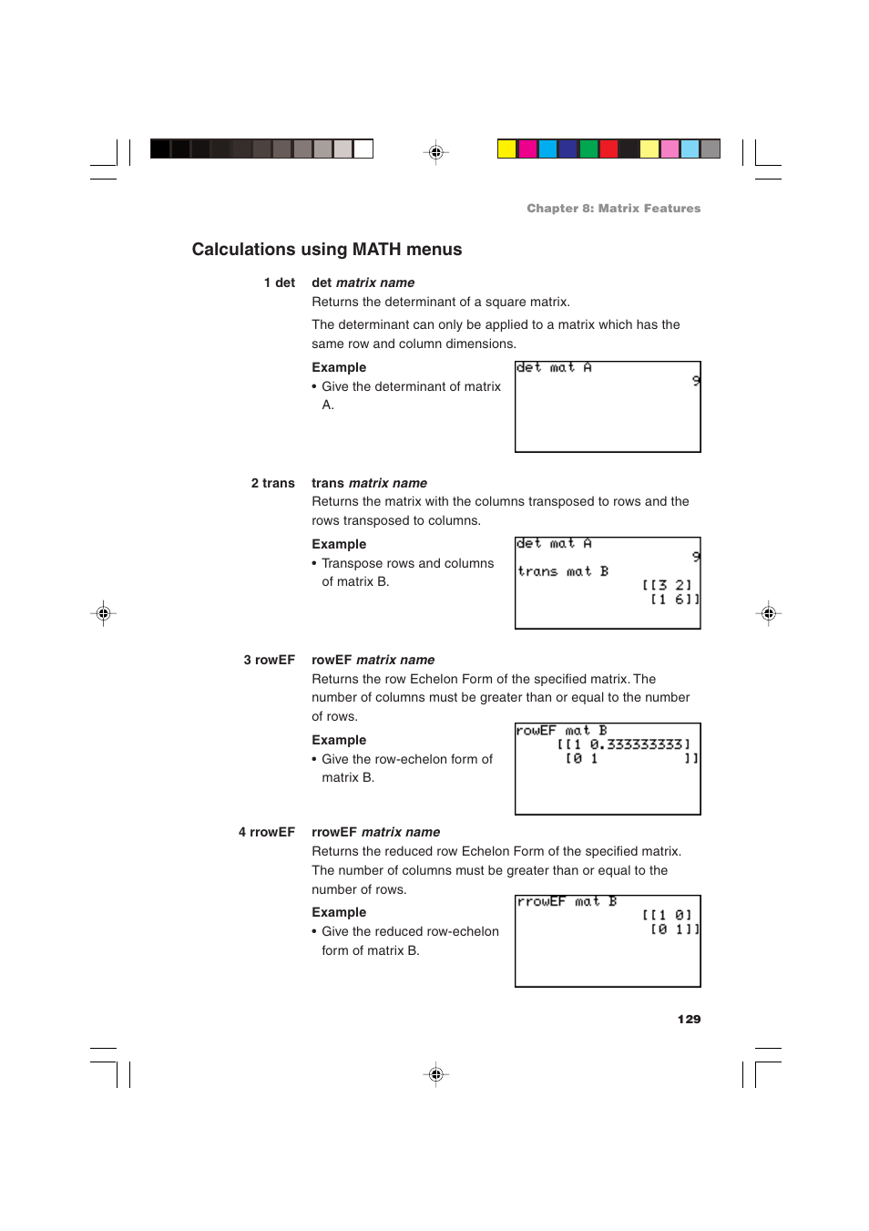 Calculations using math menus | Sharp EL-9900 User Manual | Page 139 / 284