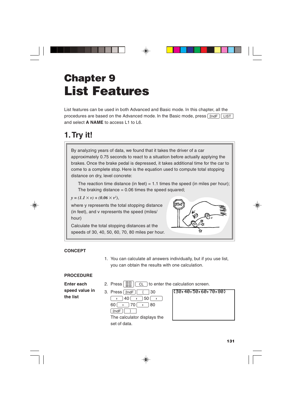 List features, Chapter 9, Try it | Sharp EL-9900 User Manual | Page 141 / 284