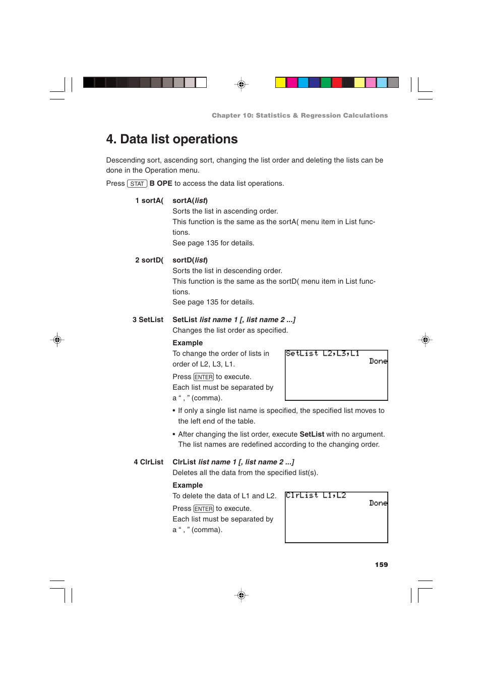 Data list operations | Sharp EL-9900 User Manual | Page 169 / 284