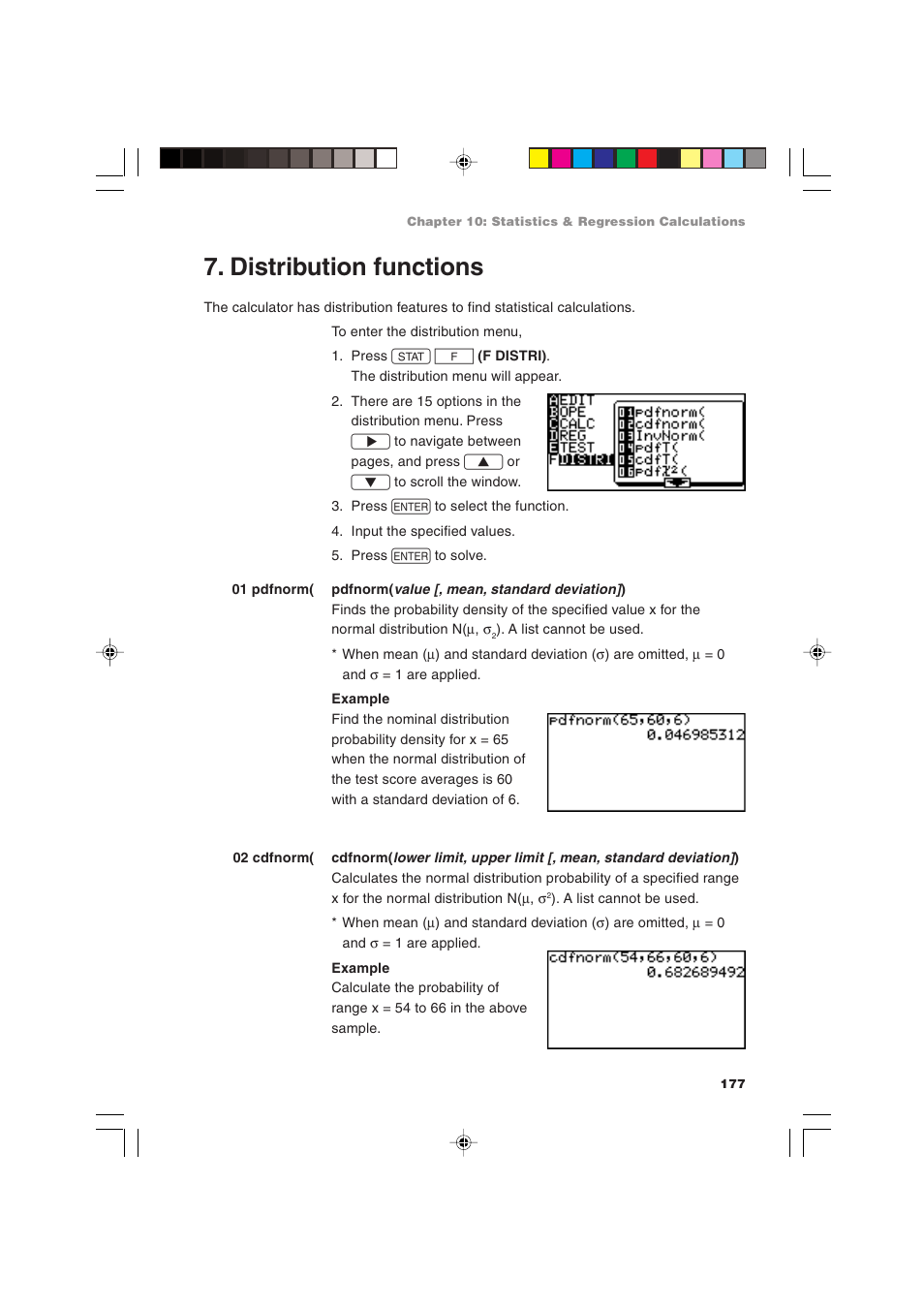 Distribution functions | Sharp EL-9900 User Manual | Page 187 / 284