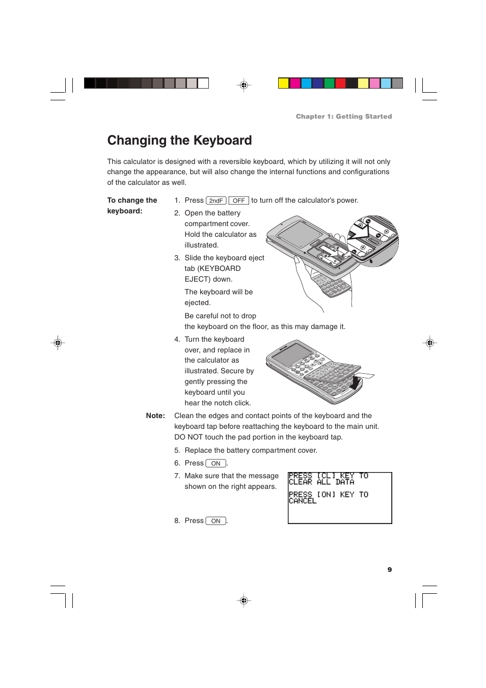 Changing the keyboard | Sharp EL-9900 User Manual | Page 19 / 284