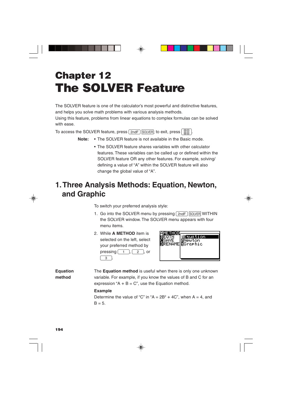 The solver feature, Chapter 12 | Sharp EL-9900 User Manual | Page 204 / 284