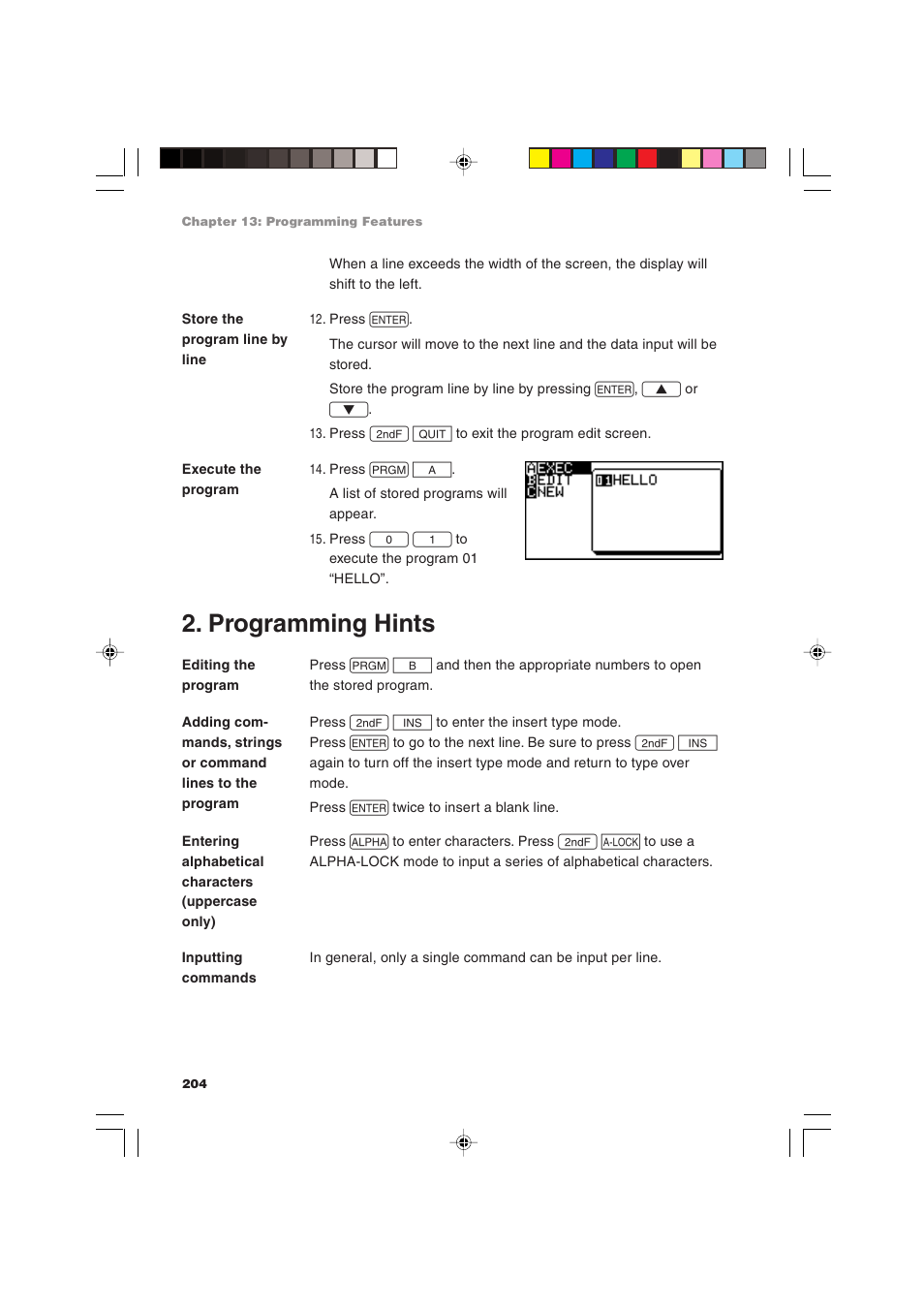 Programming hints | Sharp EL-9900 User Manual | Page 214 / 284