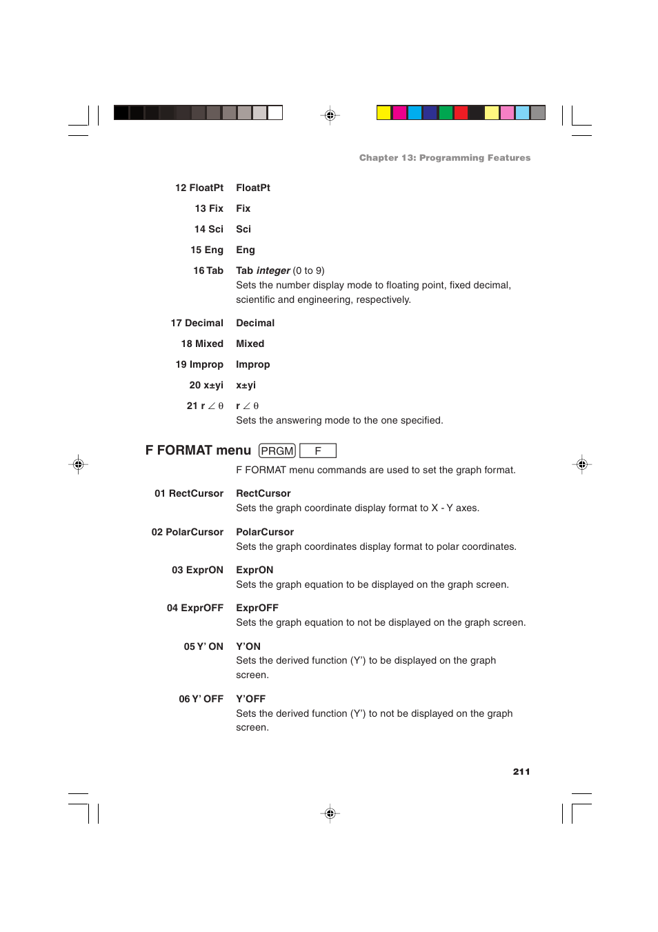 F format menu p f | Sharp EL-9900 User Manual | Page 221 / 284