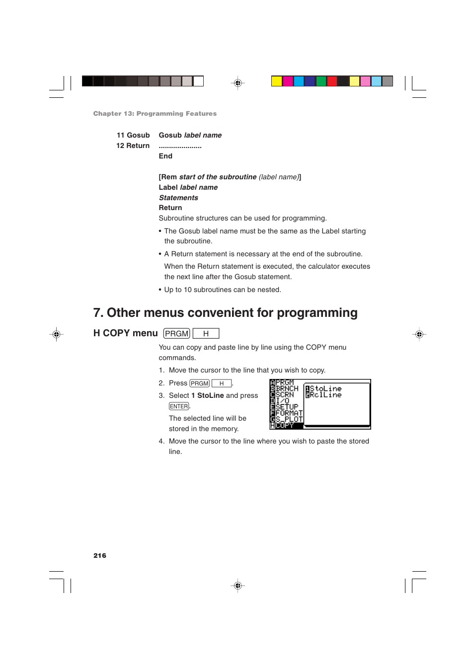 Other menus convenient for programming, H copy menu p h | Sharp EL-9900 User Manual | Page 226 / 284