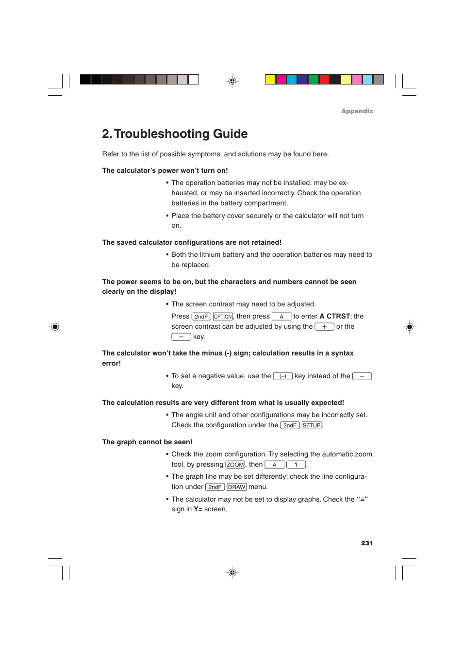 Troubleshooting guide | Sharp EL-9900 User Manual | Page 241 / 284