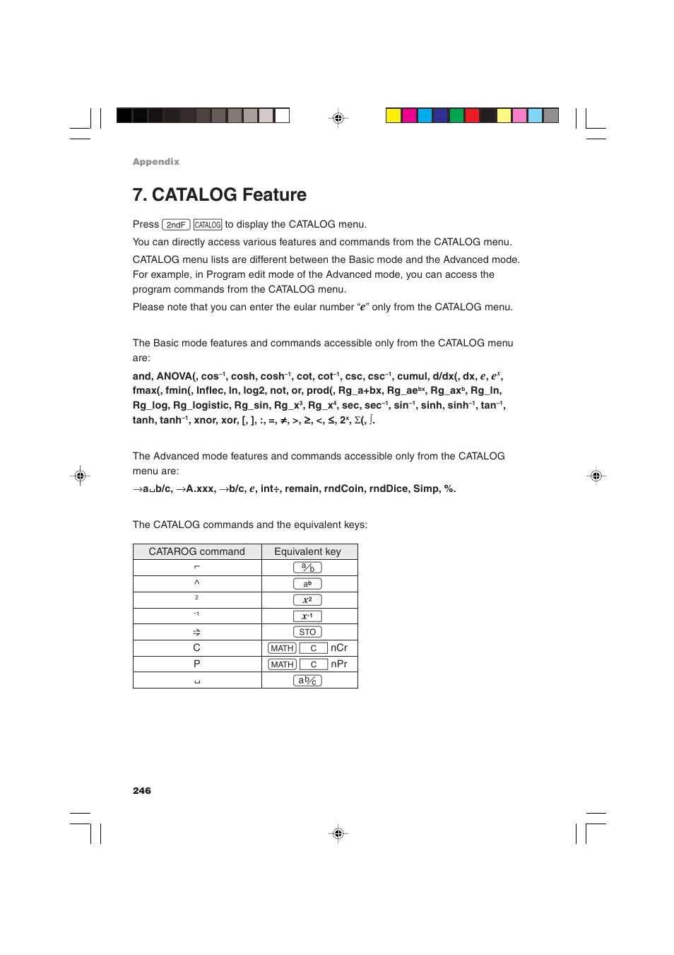 Catalog feature | Sharp EL-9900 User Manual | Page 256 / 284