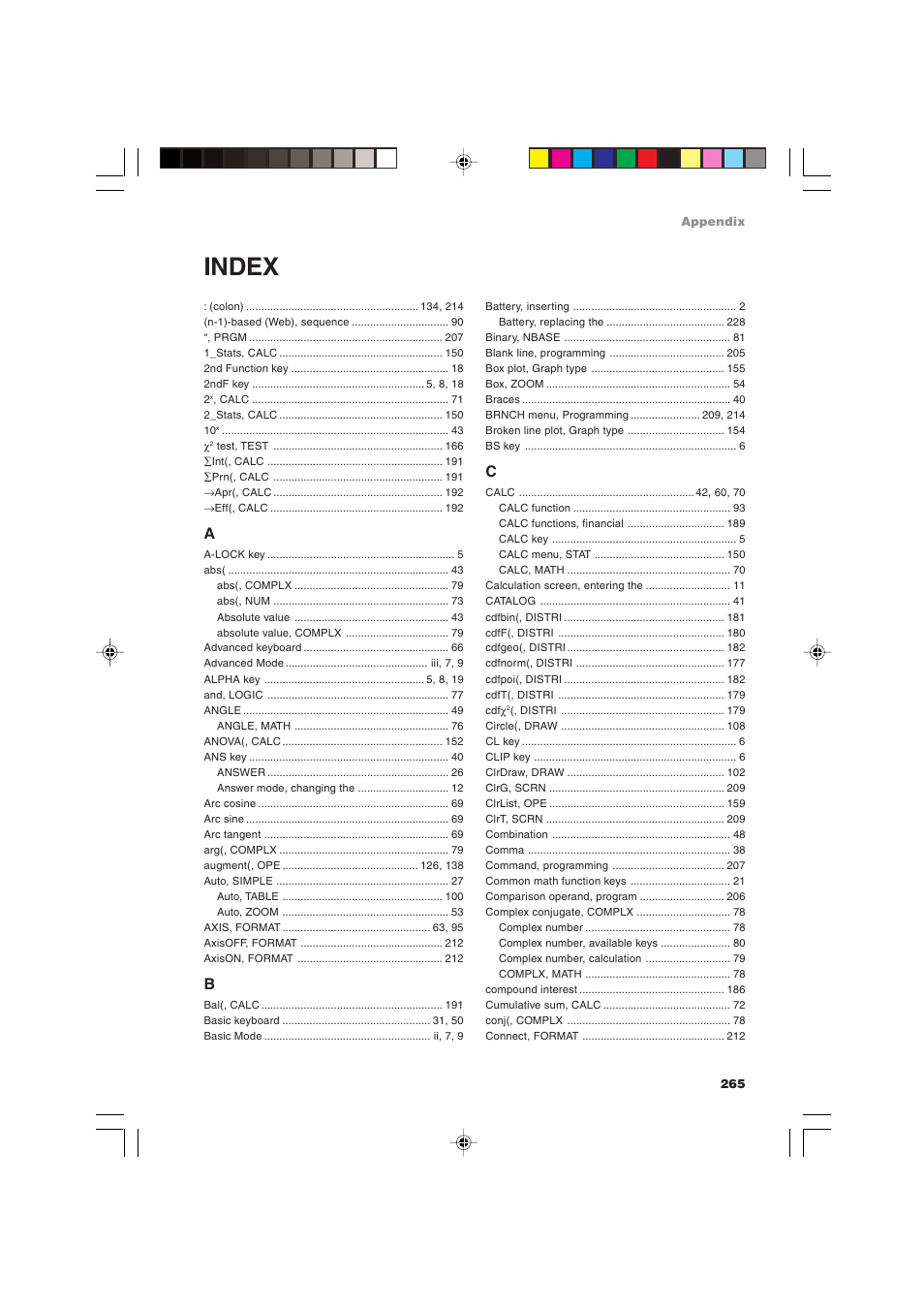 Index | Sharp EL-9900 User Manual | Page 275 / 284