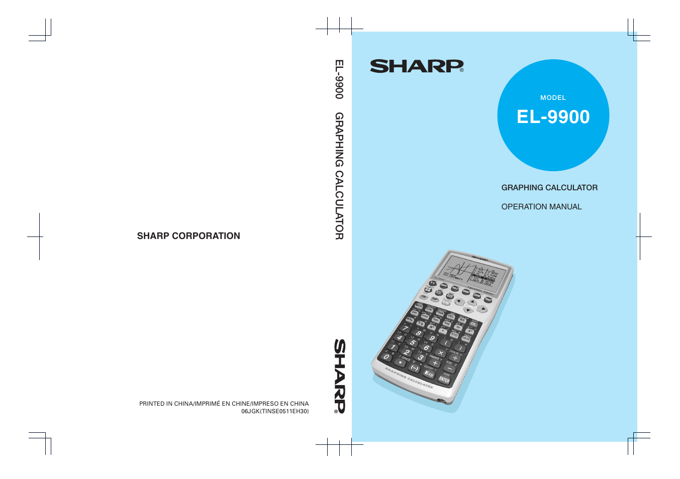 El-9900, El-9900 graphing calcula tor | Sharp EL-9900 User Manual | Page 284 / 284