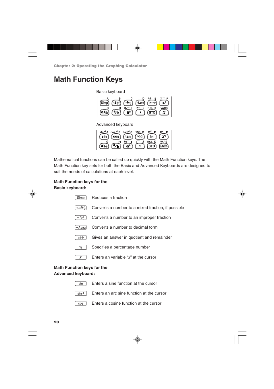 Math function keys | Sharp EL-9900 User Manual | Page 30 / 284