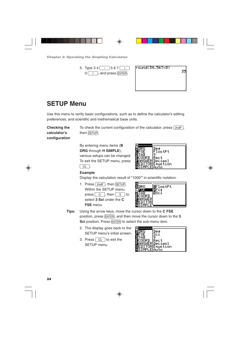 Setup menu | Sharp EL-9900 User Manual | Page 34 / 284