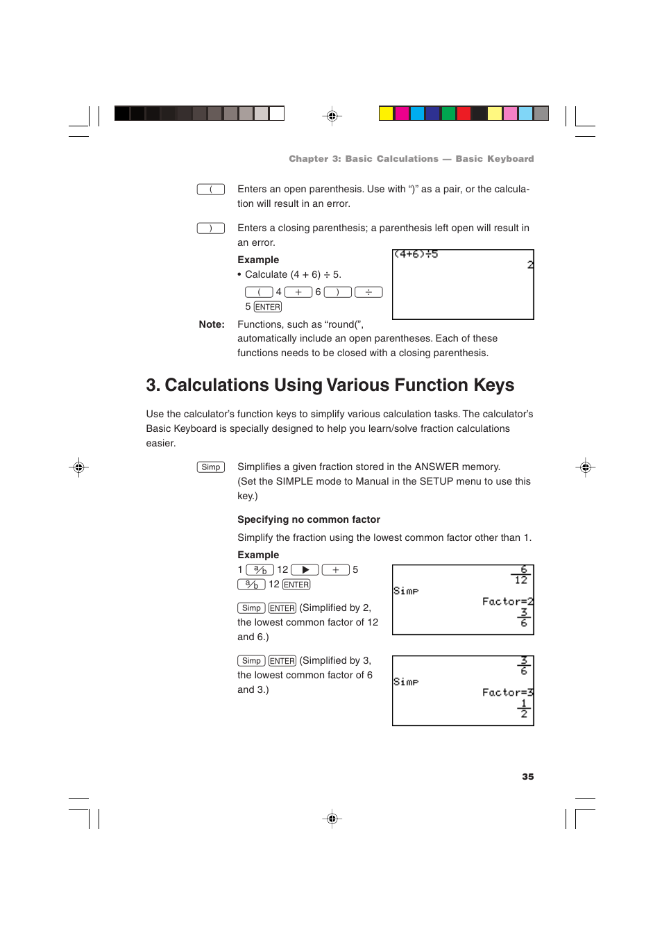 Calculations using various function keys | Sharp EL-9900 User Manual | Page 45 / 284