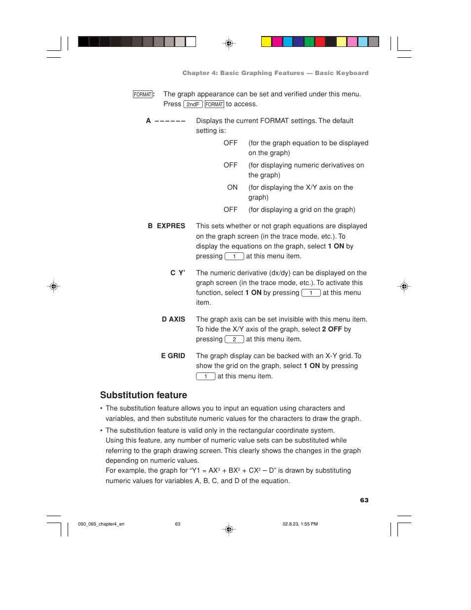 Substitution feature | Sharp EL-9900 User Manual | Page 73 / 284