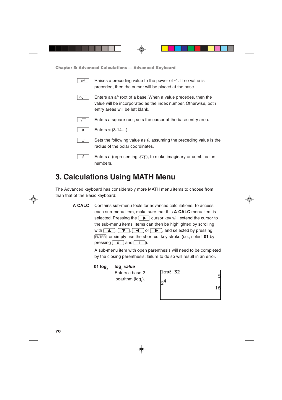 Calculations using math menu | Sharp EL-9900 User Manual | Page 80 / 284