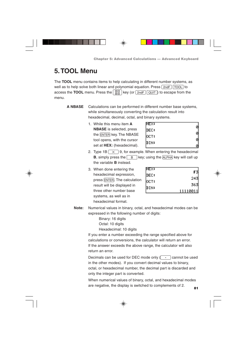 Tool menu | Sharp EL-9900 User Manual | Page 91 / 284