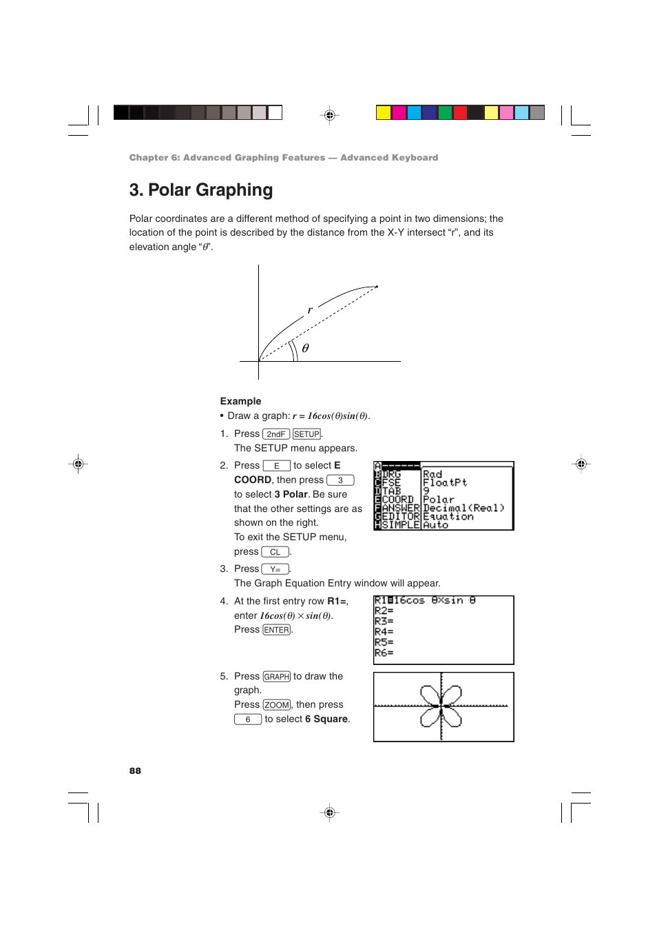 Polar graphing | Sharp EL-9900 User Manual | Page 98 / 284