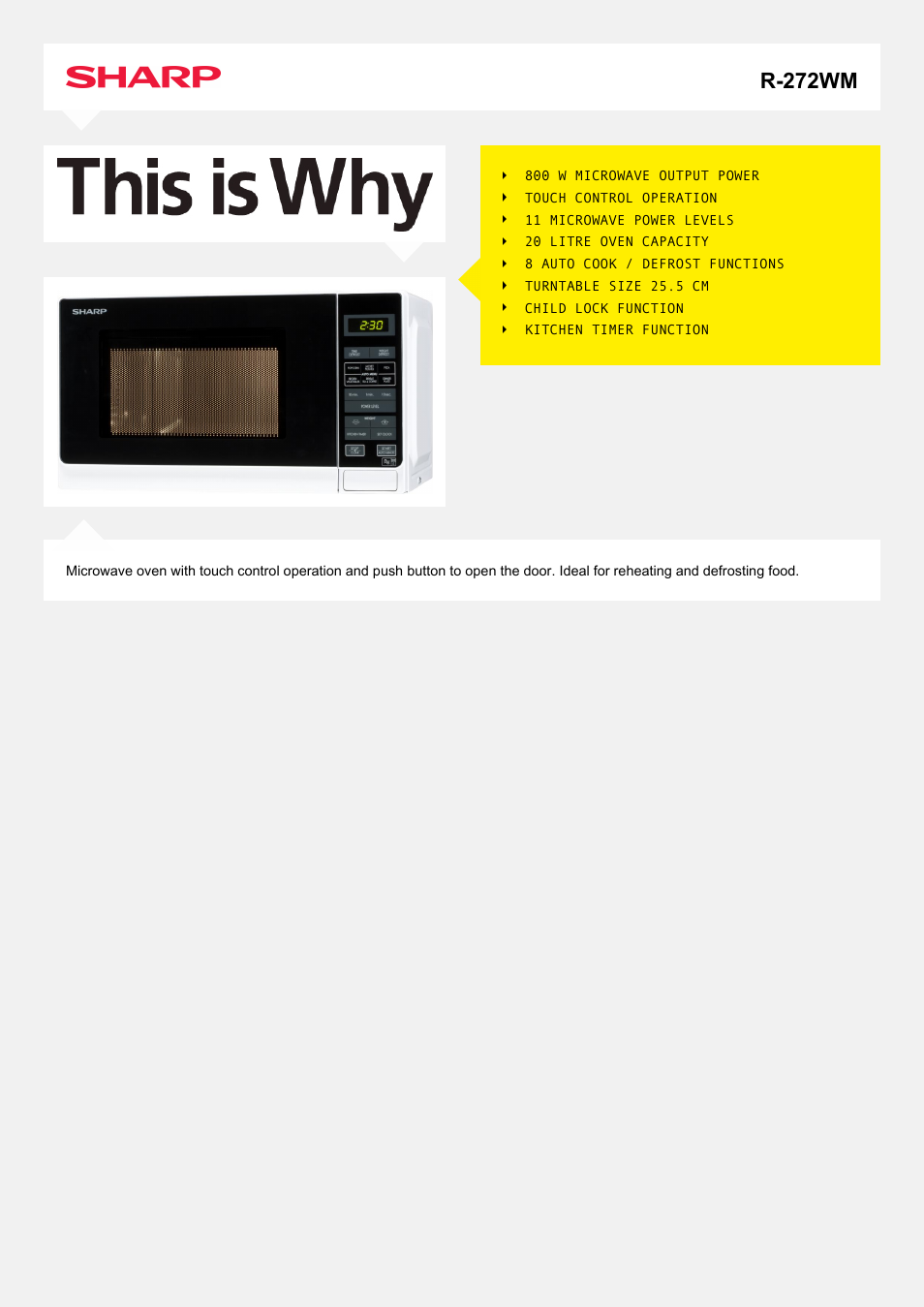 Sharp R-272WM User Manual | 2 pages