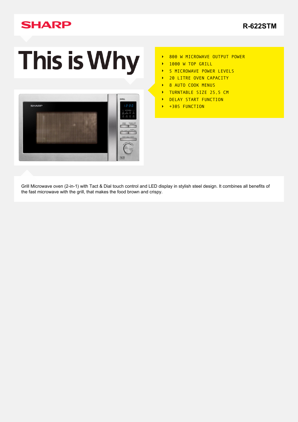 Sharp R-622STM User Manual | 2 pages