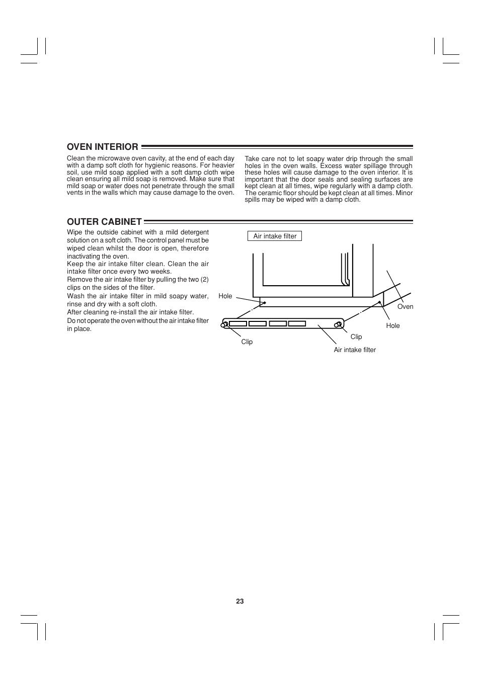 Oven interior, Outer cabinet | Sharp R-23AM User Manual | Page 24 / 28