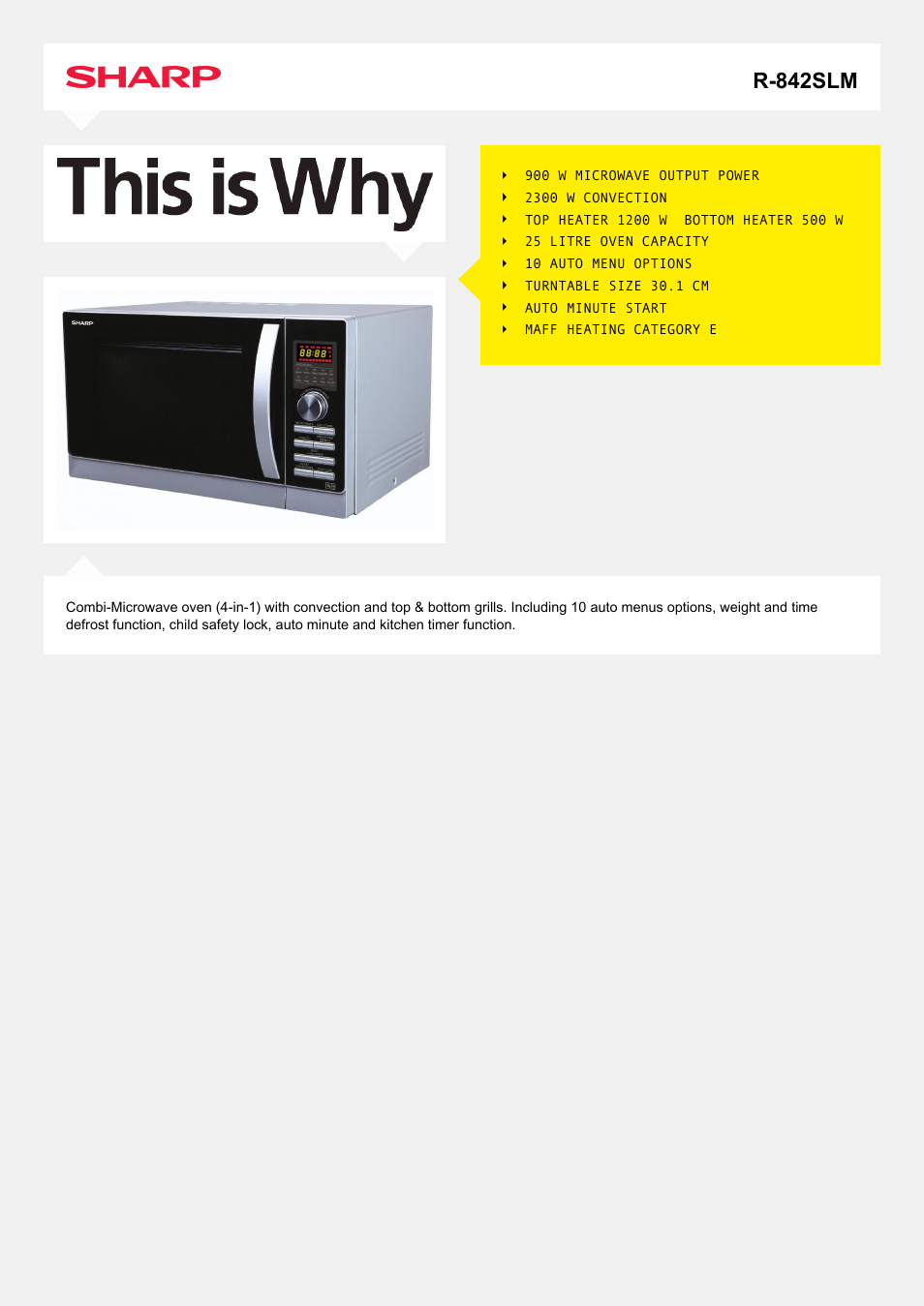 Sharp R-842SLM User Manual | 2 pages