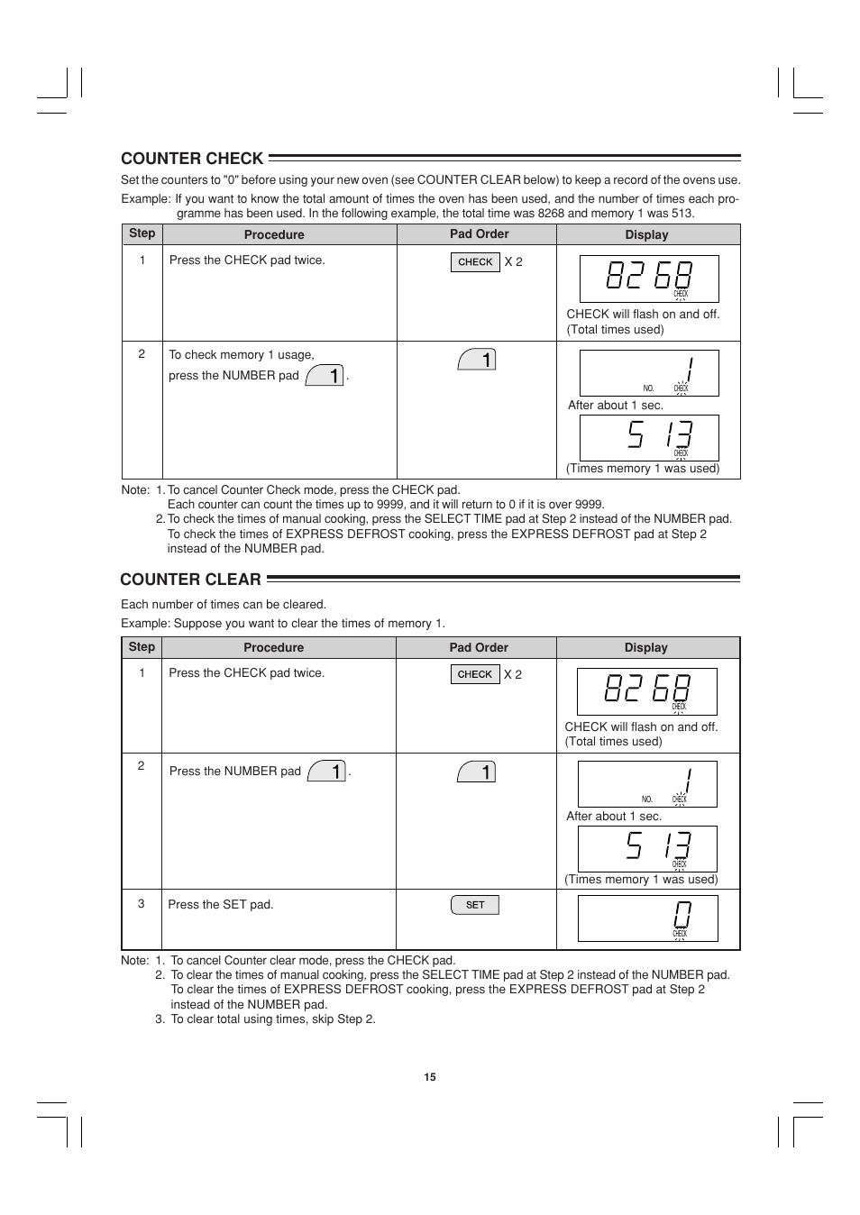 Counter check, Counter clear | Sharp R-21ATP User Manual | Page 16 / 36