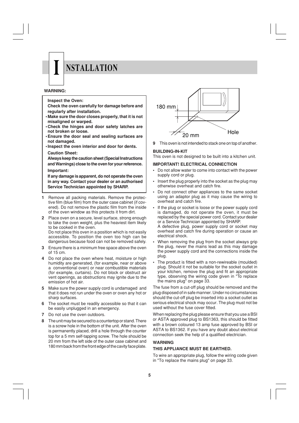 Nstallation | Sharp R-21ATP User Manual | Page 6 / 36