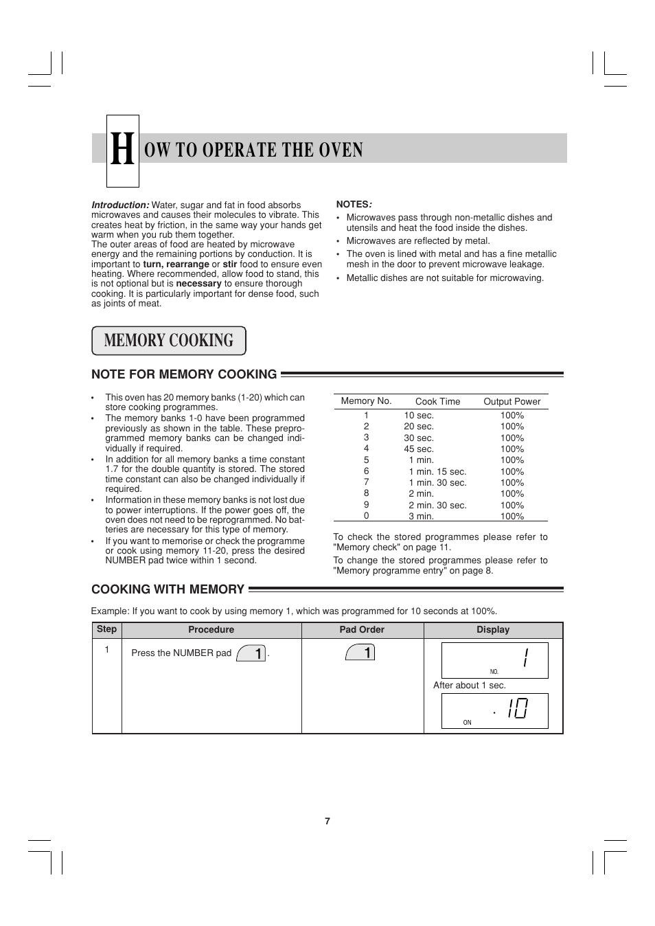 Ow to operate the oven | Sharp R-21ATP User Manual | Page 8 / 36