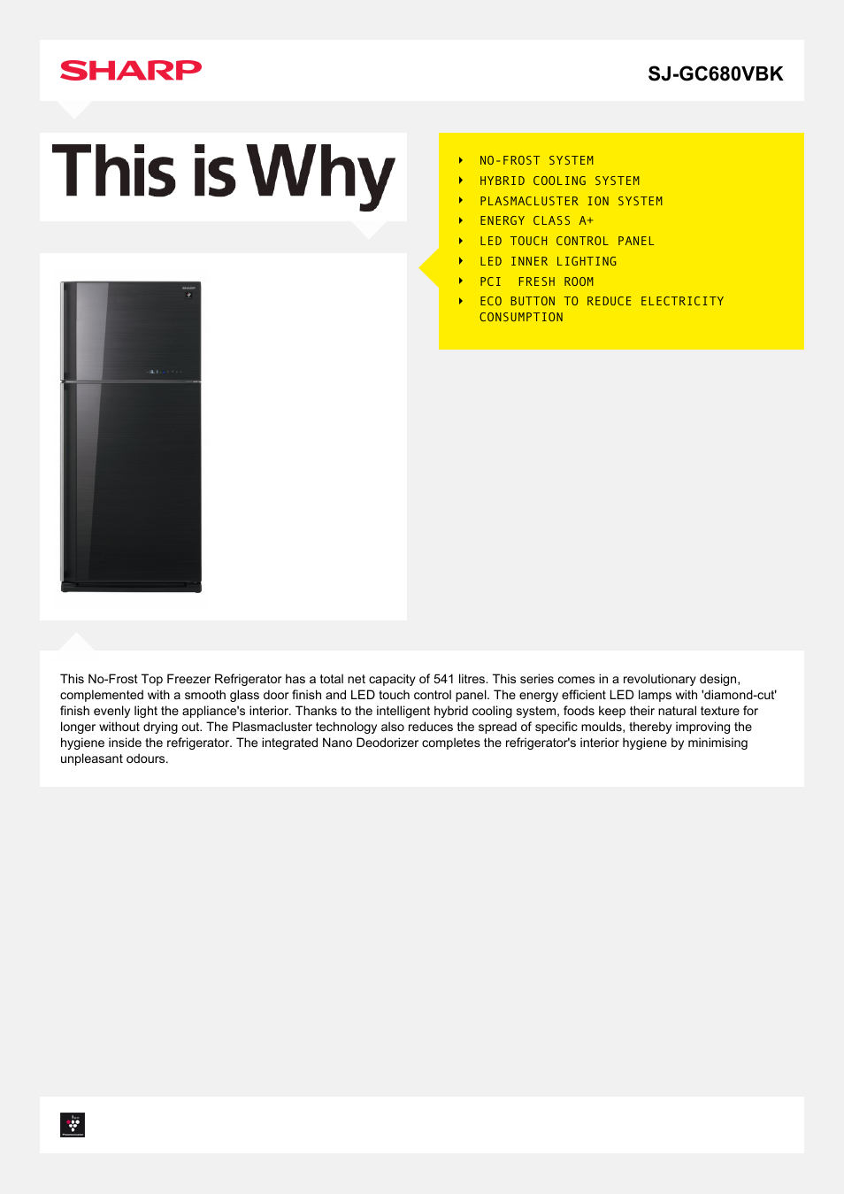 Sharp SJ-GC680VBK User Manual | 2 pages