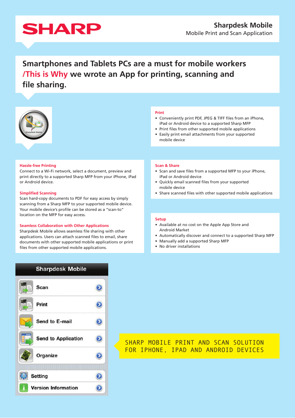 Sharp Sharpdesk Mobile User Manual | 2 pages