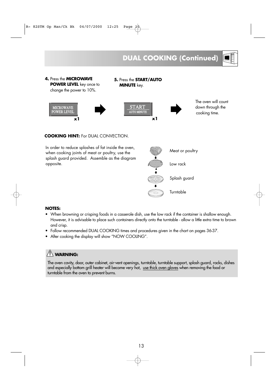 Dual cooking (continued) | Sharp R82STMA User Manual | Page 15 / 68