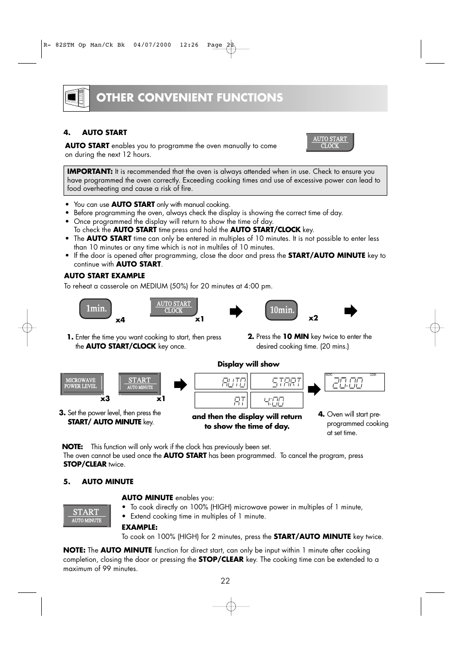 Other convenient functions | Sharp R82STMA User Manual | Page 24 / 68