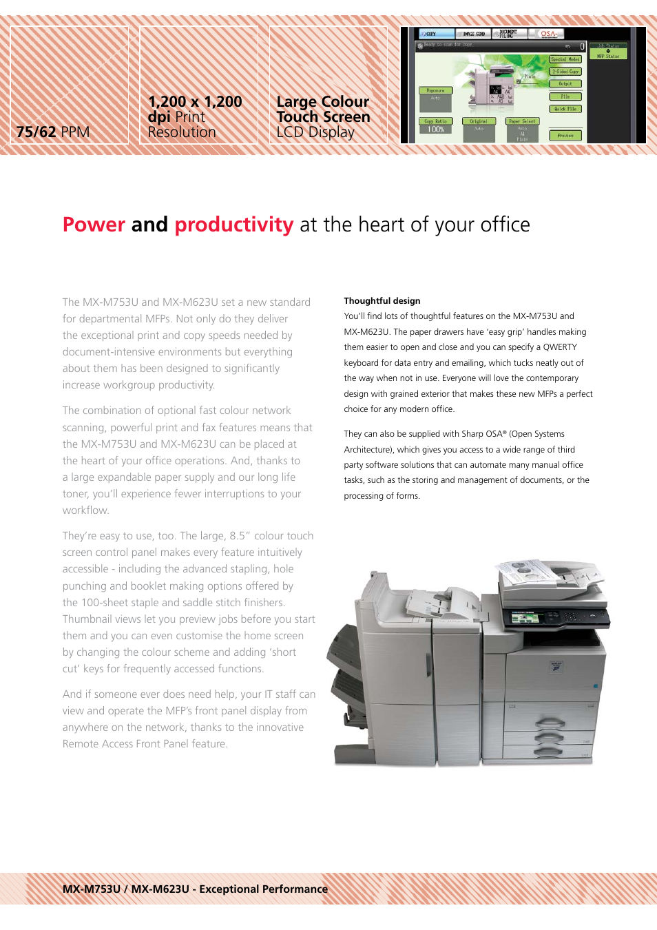 Power and productivity at the heart of your office | Sharp MX-M753U User Manual | Page 2 / 12