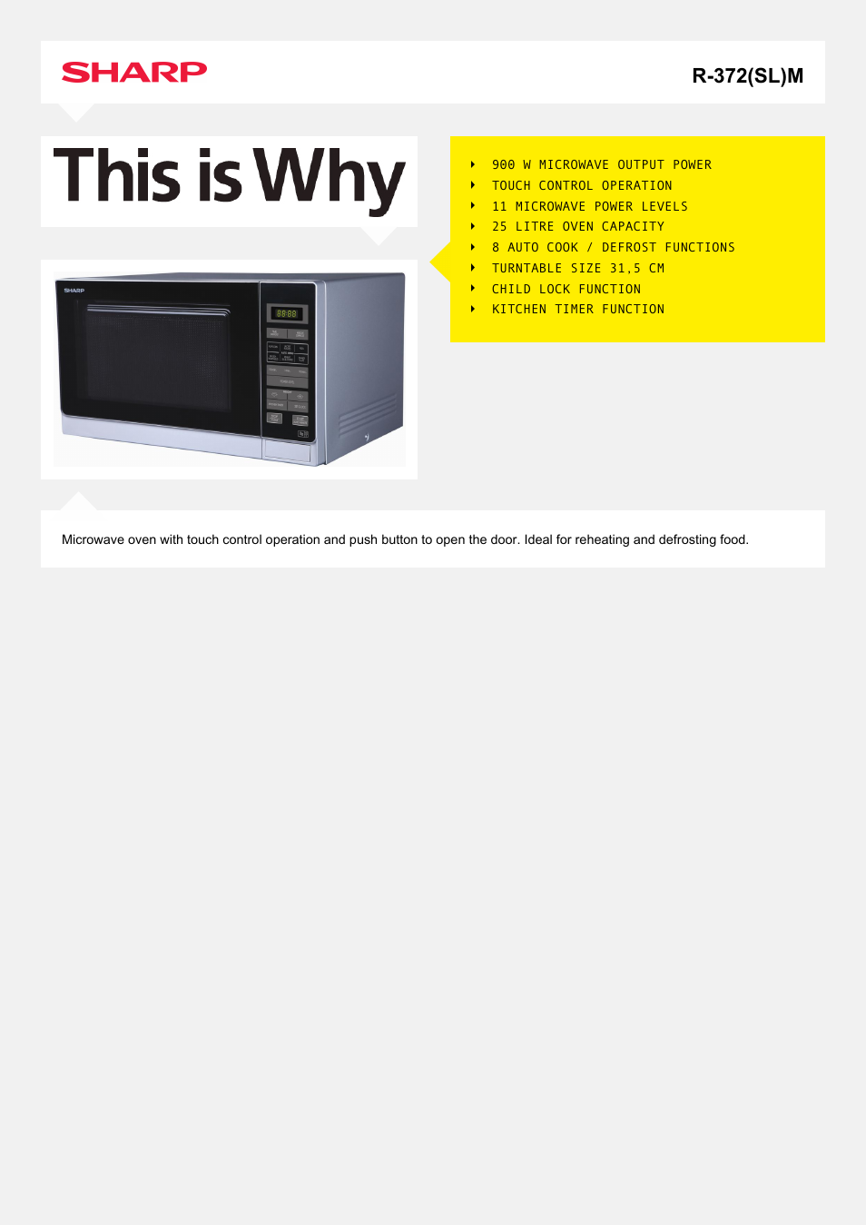 Sharp R-372SLM User Manual | 2 pages