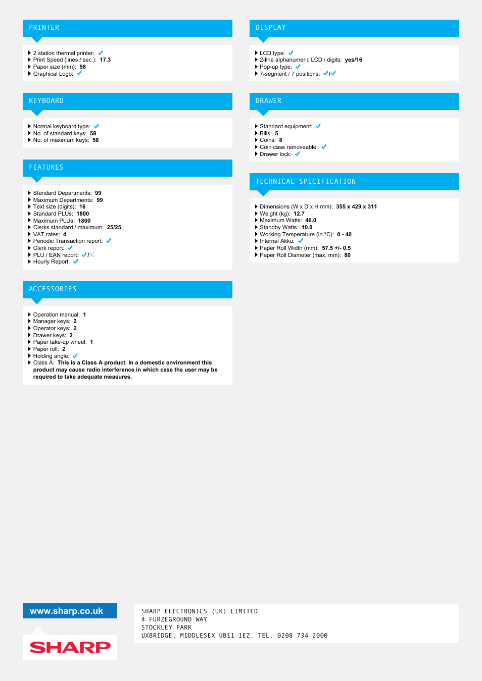 Sharp XE-A303 User Manual | Page 2 / 2