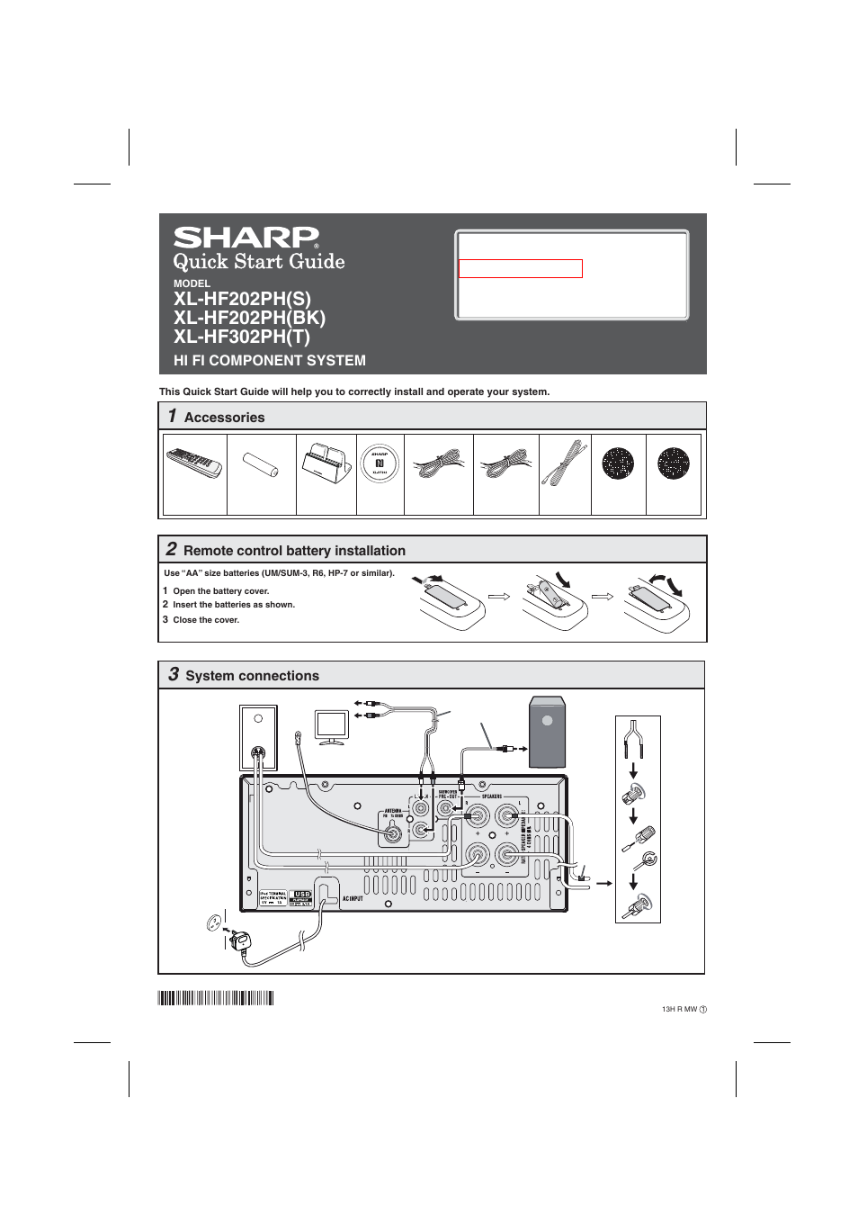 Sharp XLHF202PHS User Manual | 2 pages