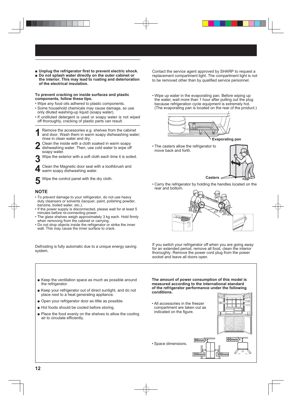 Care and cleaning, Tips for saving energy | Sharp SJFP813VST User Manual | Page 12 / 16