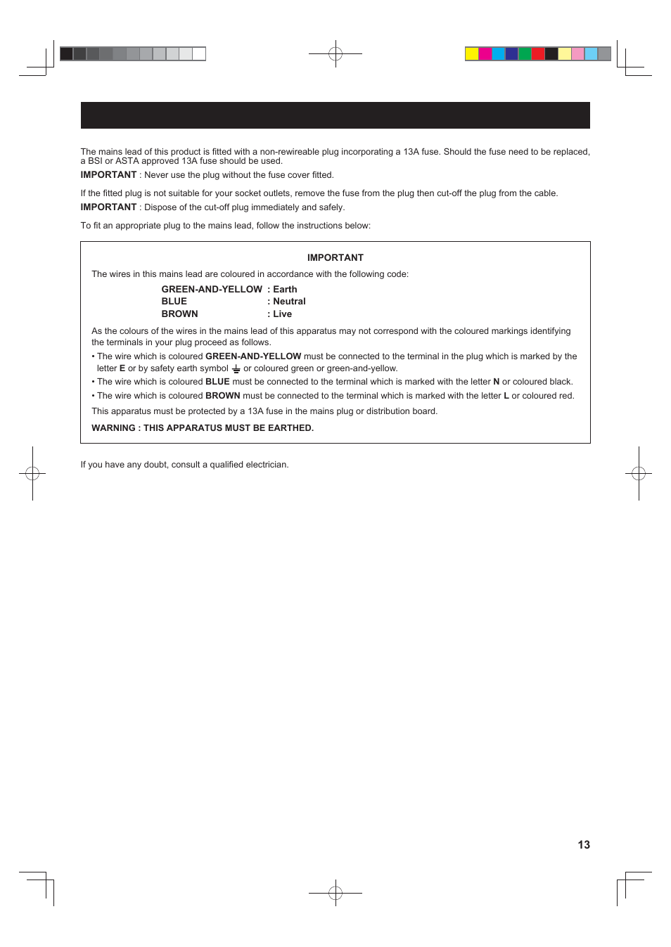 Replacing the plug | Sharp SJFP813VST User Manual | Page 13 / 16