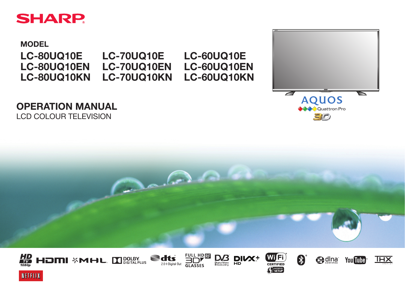 Sharp LC-60UQ10KN User Manual | 93 pages