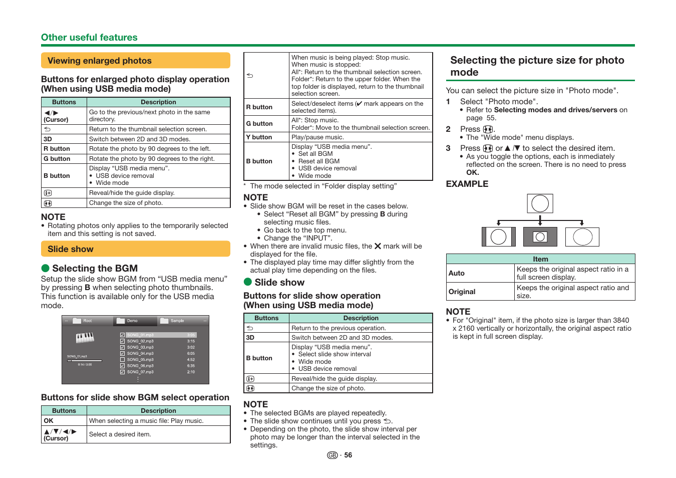 Selecting the picture size for photo mode | Sharp LC-60UQ10KN User Manual | Page 58 / 93