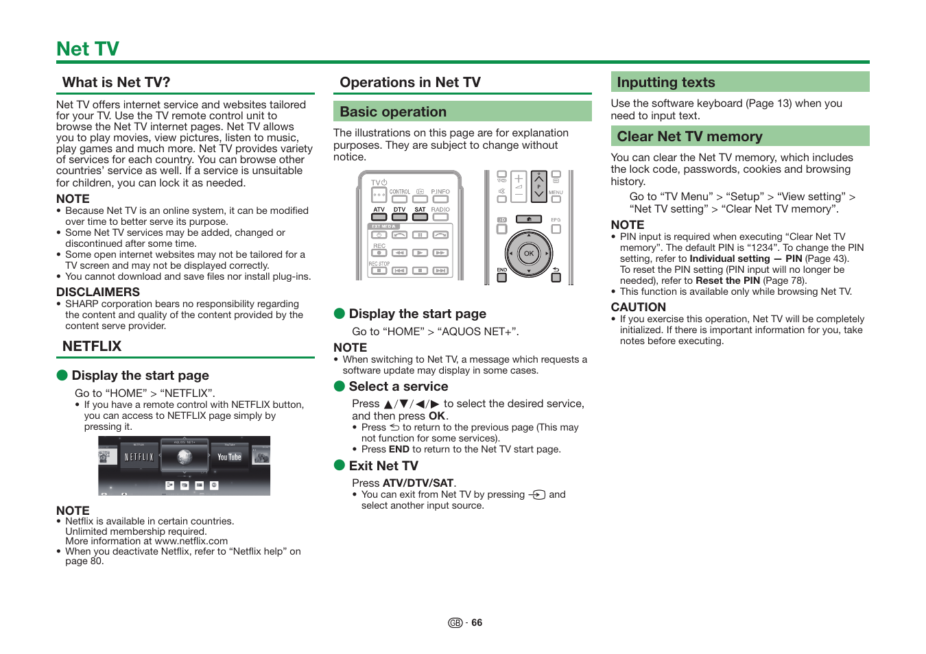 Net tv | Sharp LC-60UQ10KN User Manual | Page 68 / 93